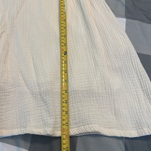 Pink Lily Beach Boho Cream Double Gauze Babydoll Mini Dress w/ Pockets sz L - Picture 14 of 16